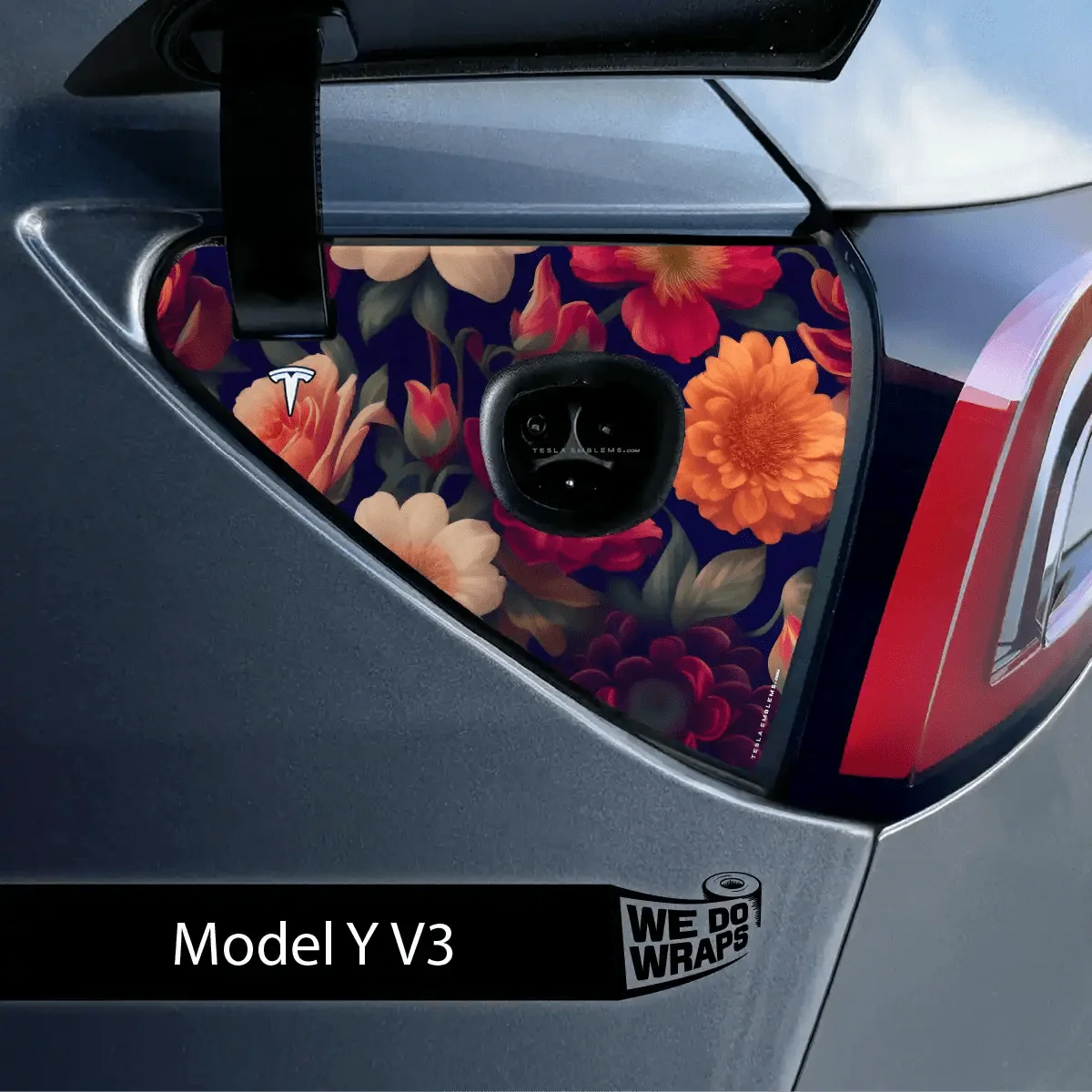 Midnight Bloom Tesla Charge Port Wrap | Model Y