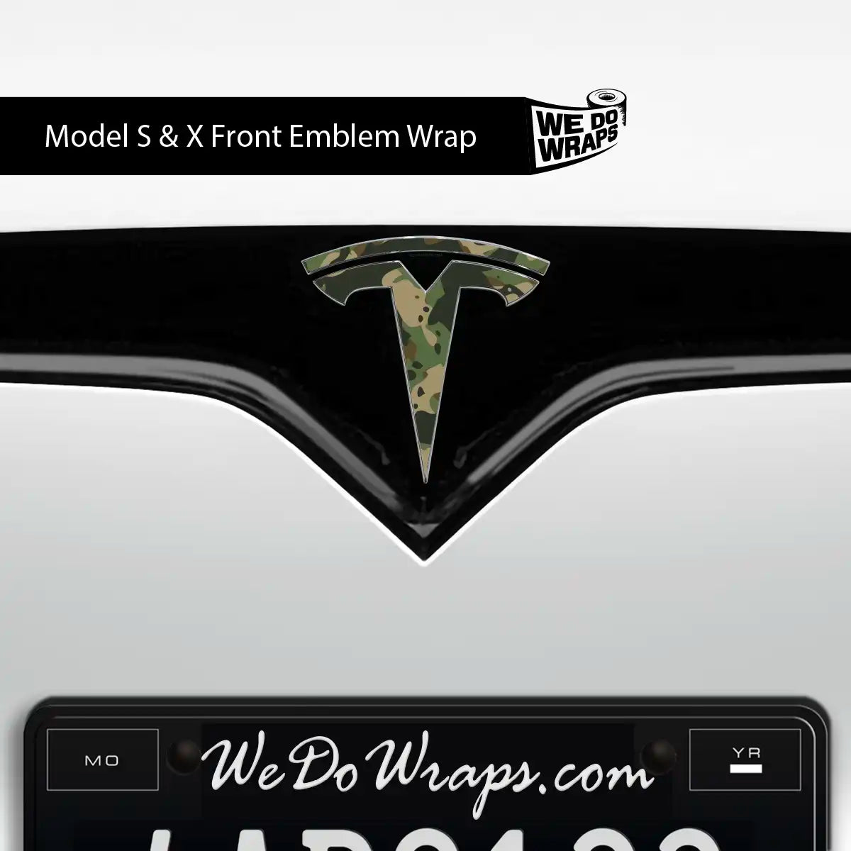 Camo Tesla Emblem Decals (Front + Back) | Model X