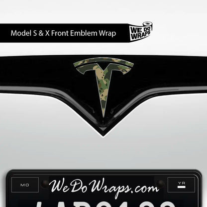 Camo Tesla Emblem Decals (Front + Back) | Model X