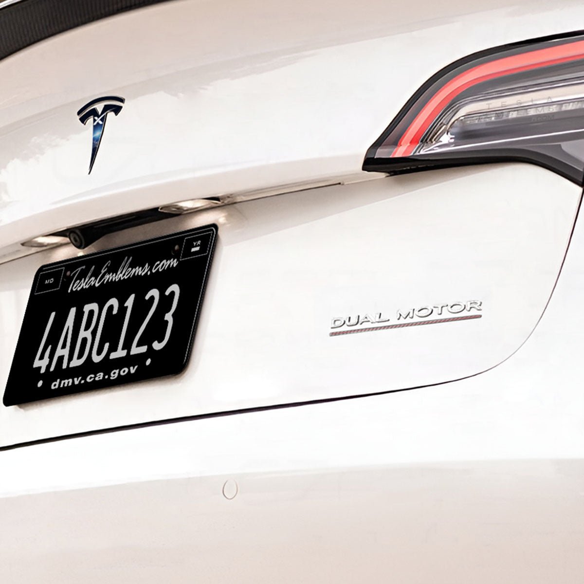 “Dual Motor Performance” Black ABS Tesla Emblem | Rear Trunk Badging
