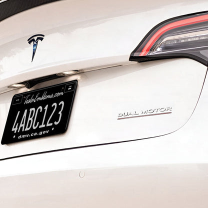 “Dual Motor Performance” Black ABS Tesla Emblem | Rear Trunk Badging