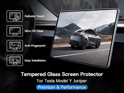 Tesla Model Y Juniper 2025-2026 & Model 3 Highland 2024-2026+ Matte Screen Protector – 2-Pack 15.4” Front & Rear 9H+ Tempered Glass, 16” Front Screen Protector Only, Anti-Glare & Fingerprint Screen Cover