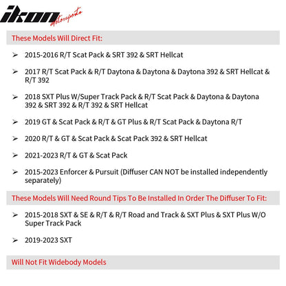 2015-2023 Dodge Charger Widebody SRT Rear & Front Bumper Lip Diffuser