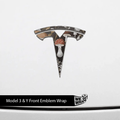 Mushroom Garden Tesla Emblem Decals (Front + Back) | Model 3