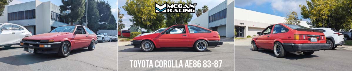 MEGAN RACING Toyota Corolla AE86 (1983–1987) – Track Series Coilovers (True Coilover Rear Conversion) – FREE SHIPPING