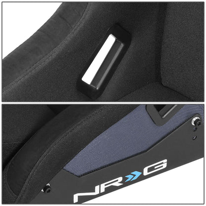 Universal NRG Black Fabric Blue Carbon Bucket Racing Seat Large