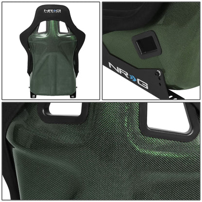 Bucket Racing Seat Large Fiberglass Carbon Fiber Black Green