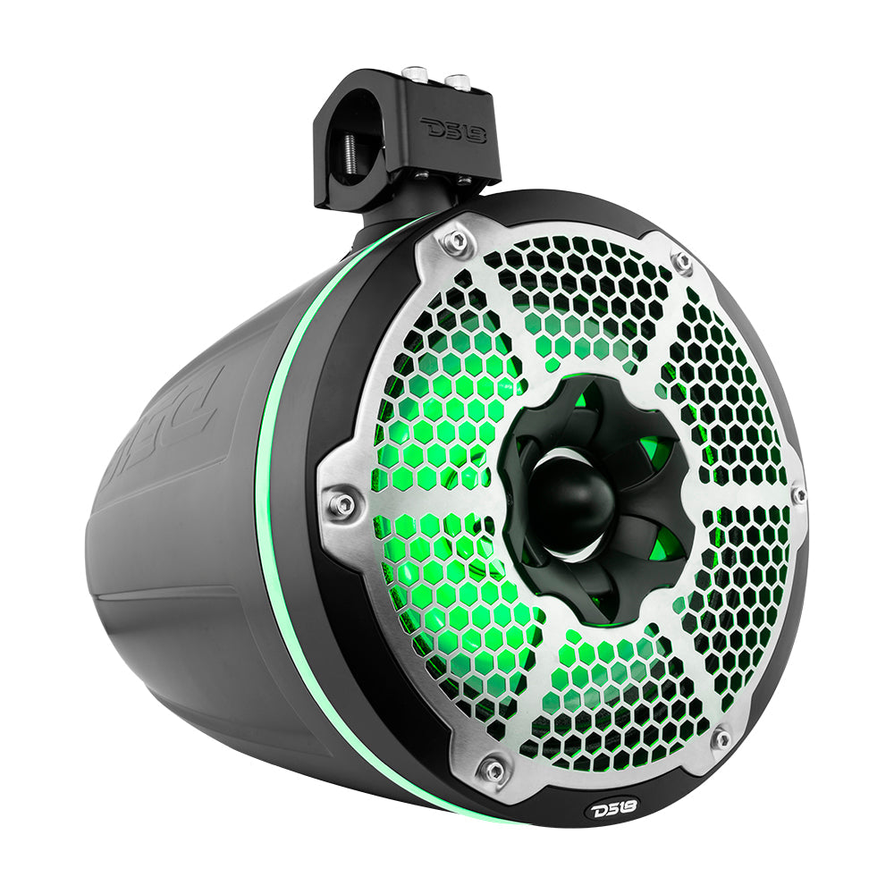 NXL 10" Neodymium Marine and Powersports Towers with Built-in Passive Radiator, 1" Driver and LED RGB Lights 300 Watts Rms