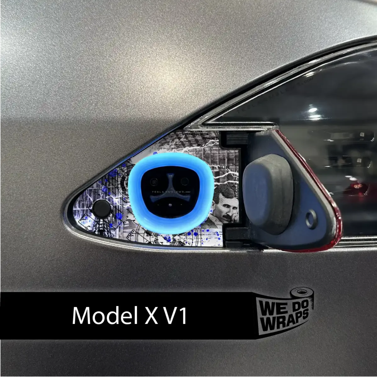 Nikola Tesla Steampunk / Trash Polka Tesla Charge Port Wrap | Model X