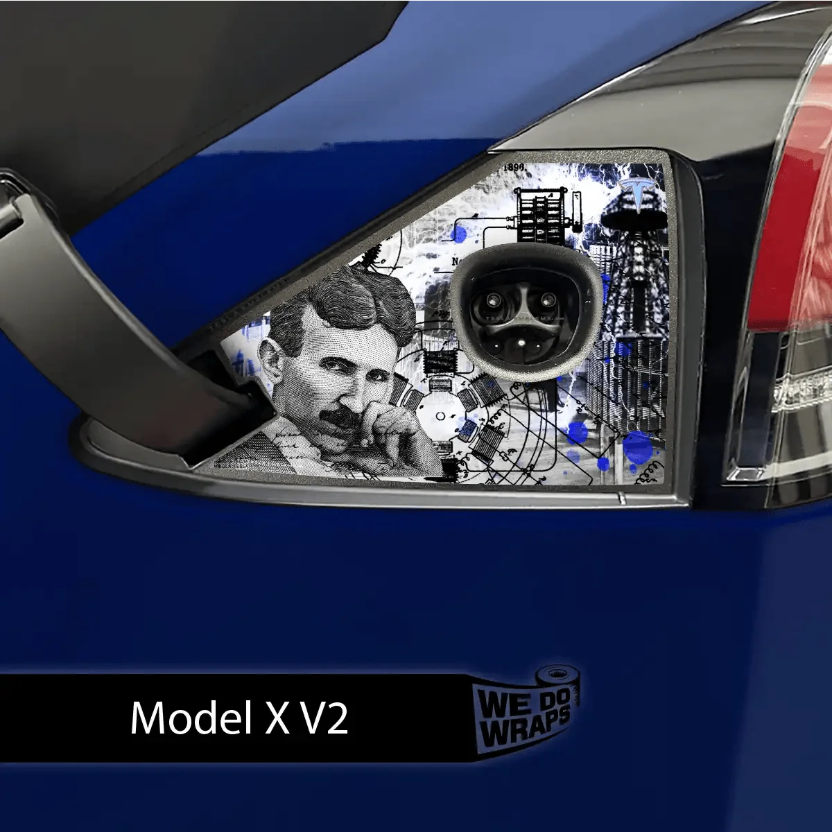 Nikola Tesla Steampunk / Trash Polka Tesla Charge Port Wrap | Model X