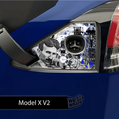 Nikola Tesla Steampunk / Trash Polka Tesla Charge Port Wrap | Model X
