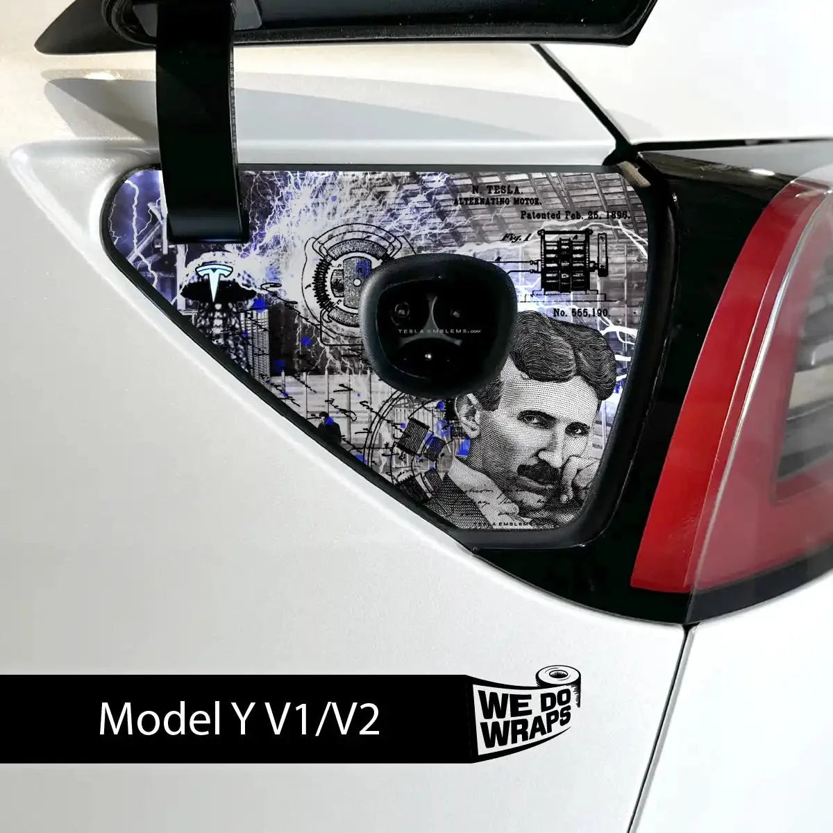 Nikola Tesla Steampunk / Trash Polka Tesla Charge Port Wrap | Model Y