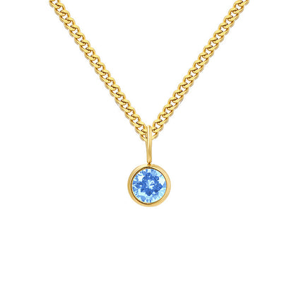 Stainless Steel Necklace With Diamond Birthstone Pendant