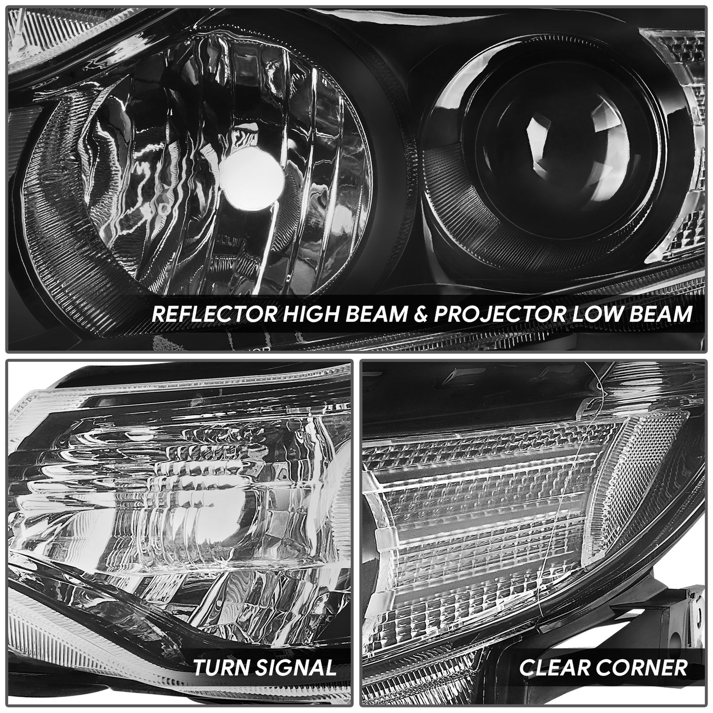 09-14 Nissan Murano OE Style Black/Amber Projector Headlight Head Lamps