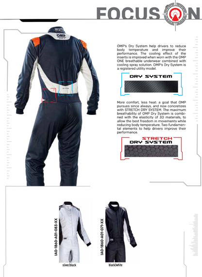 OMP ONE-S Driver Racing Suit | FIA 8856-2018 Lightweight Race Suit