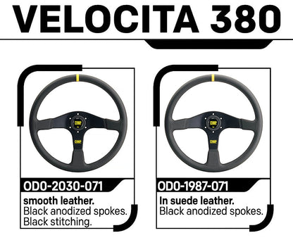 OMP Velocita 380 Steering Wheel – 380mm Flat Leather or Suede Racing Wheel