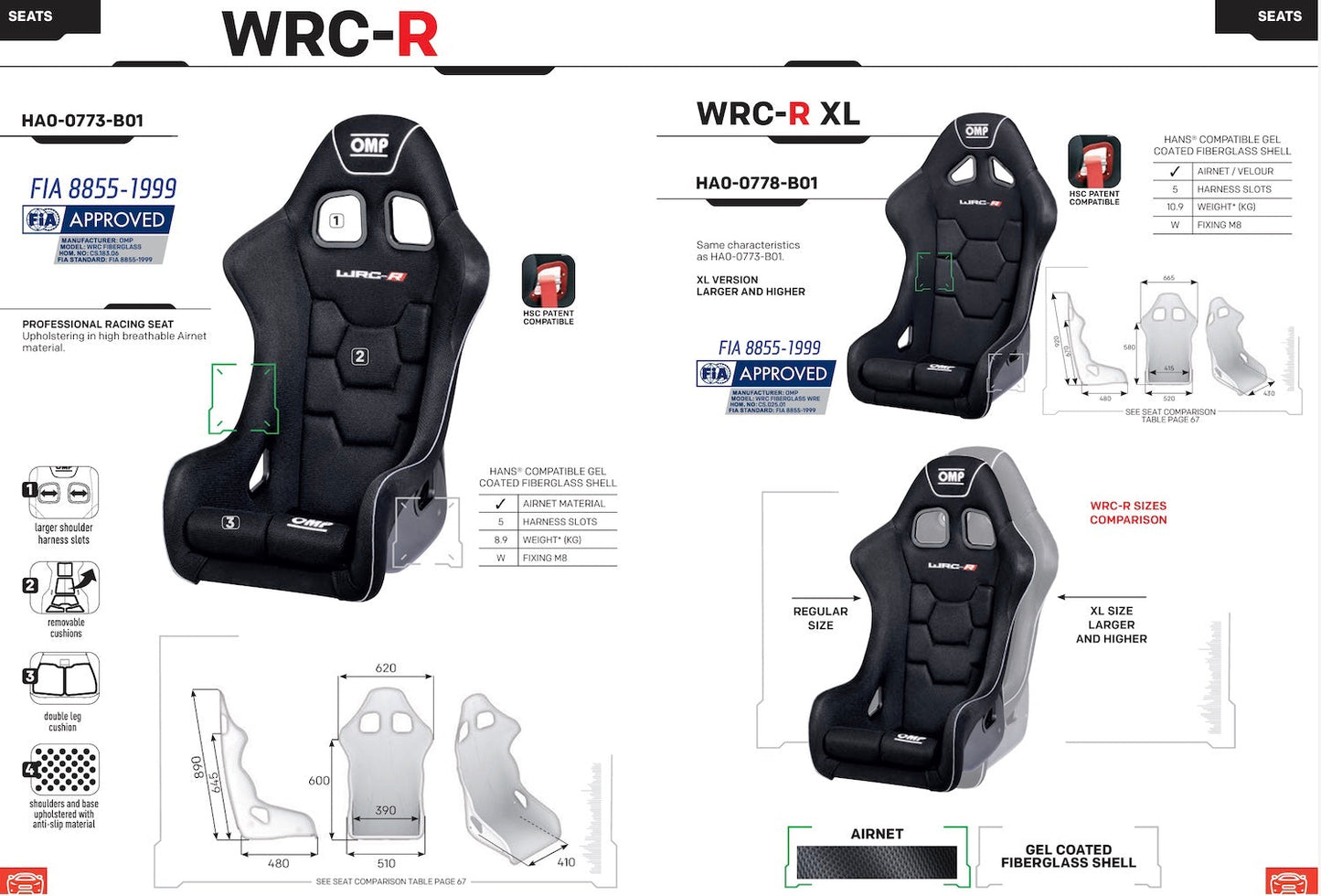 OMP WRC-R Racing Seat | Regular or XL (2030)