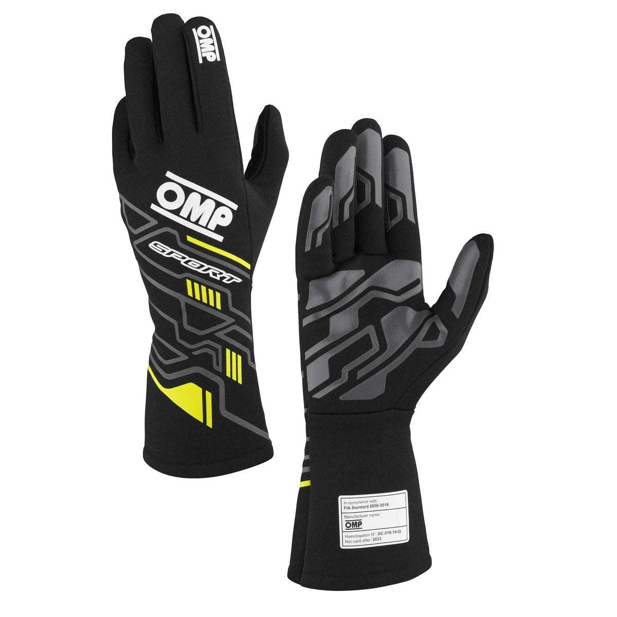 SPORT GLOVES FIA 8856-20 18 MY2025 BLACK / FLUO Y
