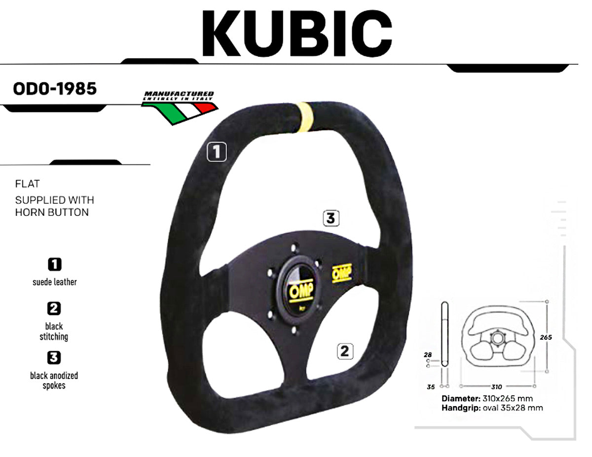 OMP Kubic Steering Wheel | Flat Top 310x265mm w/Anatomic Grip