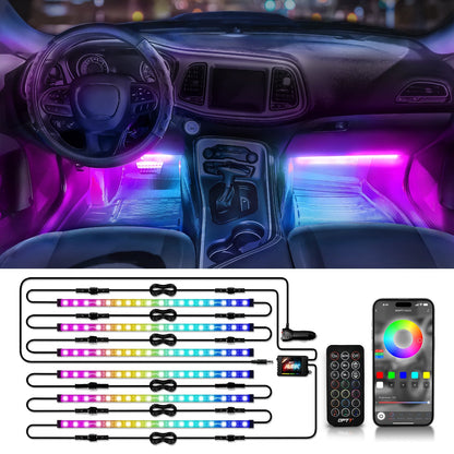 AURA DreamColor LED Interior Ambient Lighting Kit (4 x 12 Inch or 6 x 12-Inch) - Bluetooth APP and Remote Enabled Full Color Spectrum