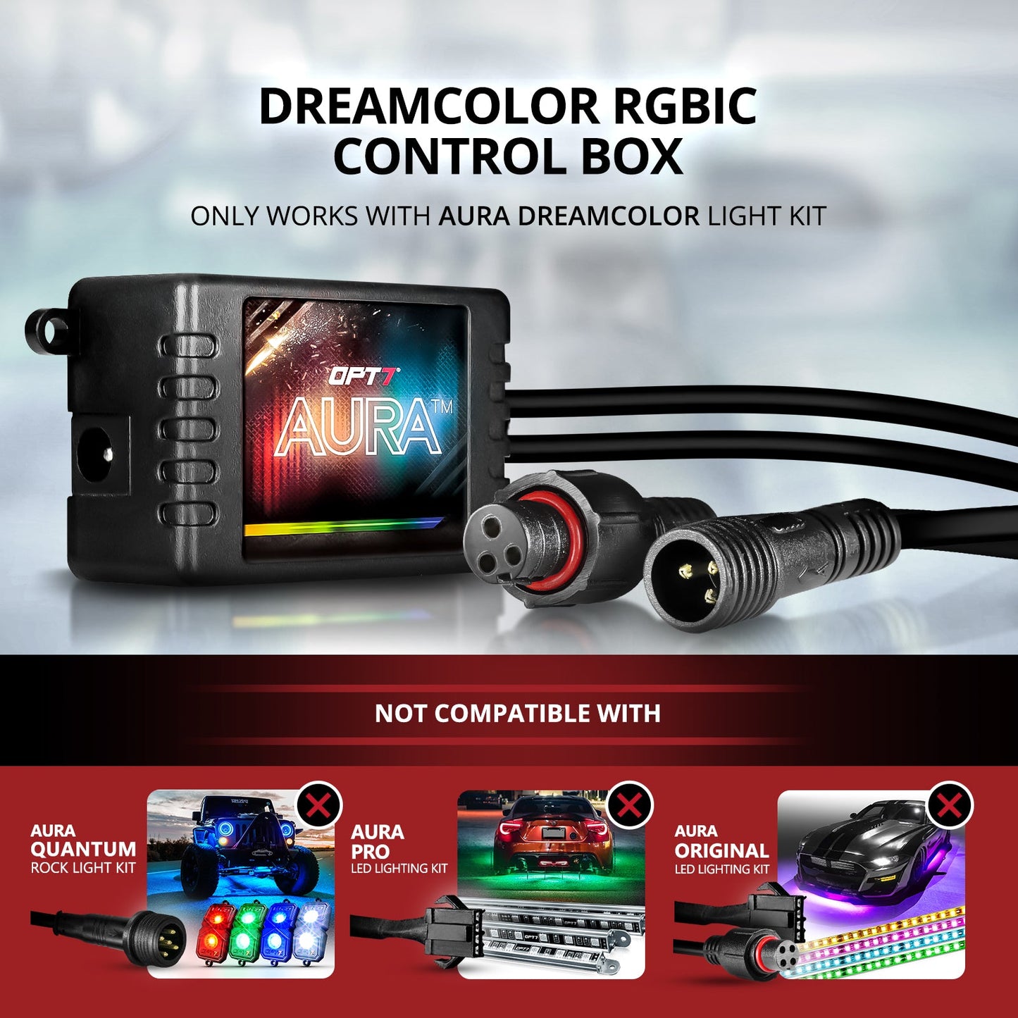 AURA DreamColor LED Interior Ambient Lighting Kit (4 x 12 Inch or 6 x 12-Inch) - Bluetooth APP and Remote Enabled Full Color Spectrum