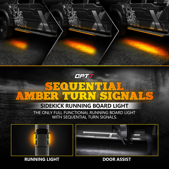 OPT7 Redline Parlux Triple Tailgate Light Bar 60" Bundle with Sidekick Sequential Running Board Light LED Strip Kit