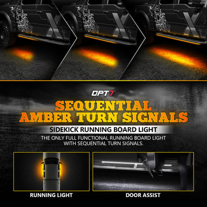 OPT7 Redline Parlux Triple Tailgate Light Bar 60" Bundle with Sidekick Sequential Running Board Light LED Strip Kit