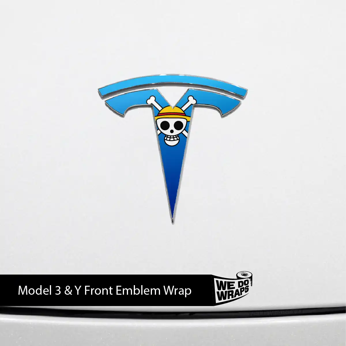 Straw Hat Pirate Tesla Emblem Decals (Front + Back) | Model 3