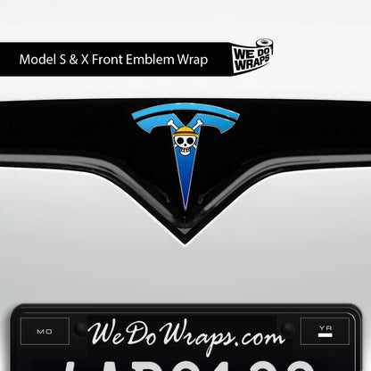Straw Hat Pirate Tesla Emblem Decals (Front + Back) | Model S
