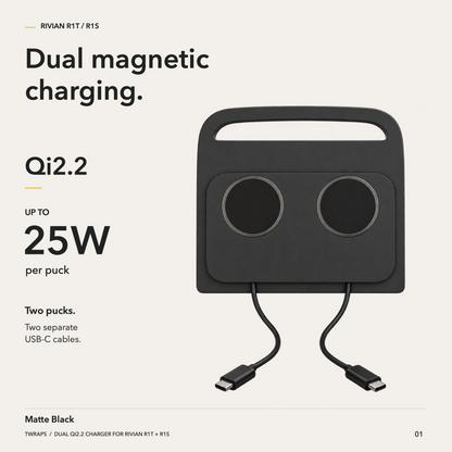 Dual Wireless Charging Pad | Rivian R1T/R1S 2021-2026, MagSafe Compatible Charger