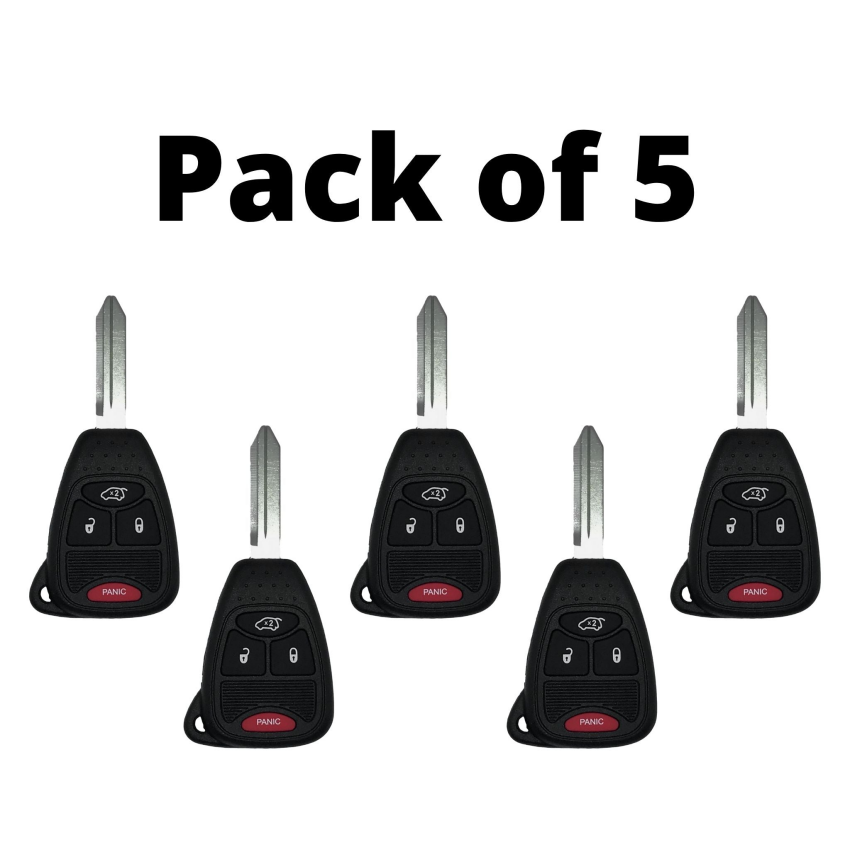 Chrysler Dodge Jeep 4 Button Remote Head Key 2004-2008 for FCC: M3N5WY72XX - Pack of 5