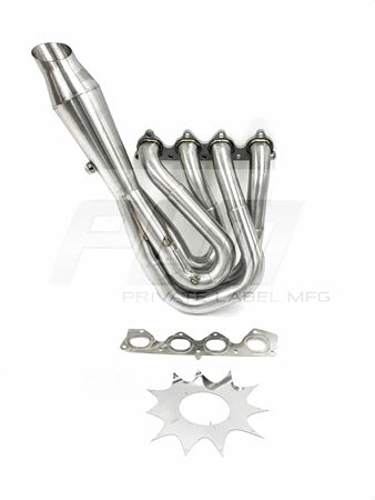 PLM Power Driven H-Series Hood Exit Race Header 4-1 Megaphone – H22 / H22A / F20B / H2B