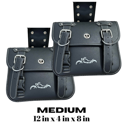 Motorcycle Saddlebags with Cupholders - Black Pair