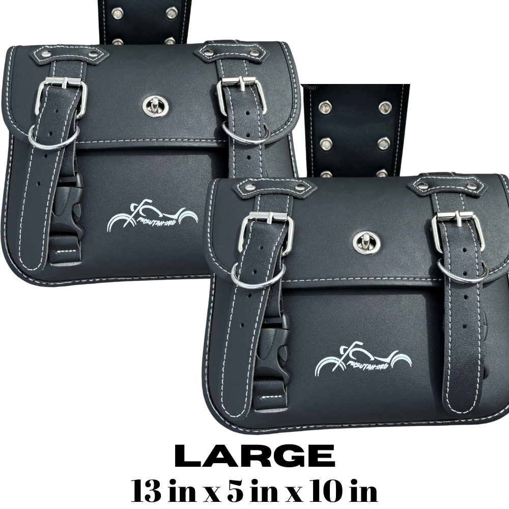 Motorcycle Saddlebags with Cupholders - Black Pair