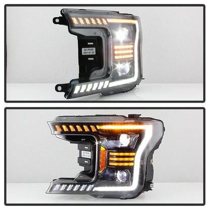 xTune Ford F150 18-20 White DRL Full LED Two Projector Headlights - Black PRO-CH-FF15018S-FLED-BK 9949593