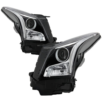 SPYDER xTune 13-18 Cadillac ATS w/LED DRL Halogen Projector Headlights OE Chrome  (PRO-JH-CATS14-SLED-C) 9948671