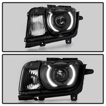 SPYDER 10-13 Chevy Camaro Halogen w/LED DRL Projector Headlight - Black (PRO-JH-CCAM10-OEP-BK(=) 9959097