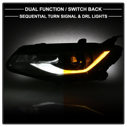 SPYDER 16-18 Chevy Malibu LED Switch Sequential Signal Projector Headlights - Black 9937200
