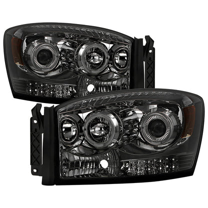 SPYDER Xtune Dodge Ram 1500 06-08 / Ram 2500/3500 06-09 Halo Projector Headlights Smoked PRO-JH-DR06-LED-SM 9028342