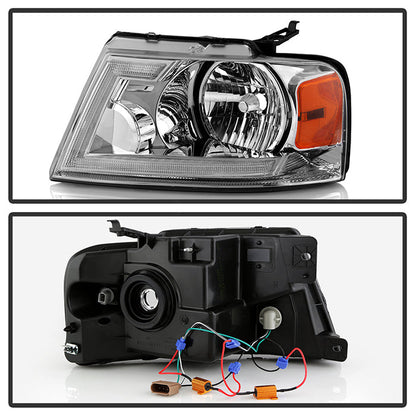 SPYDER xTune 04-08 Ford F150 S/B LED Sig w/DRL Crystal Headlights - Chrome (PRO-JH-FF15004-LED-SB-C) 9950209