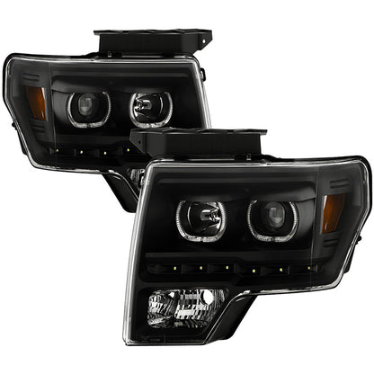 SPYDER Xtune Ford F150 09-14 Projector Headlights Halogen Model Only LED Halo Black PRO-JH-FF15009-CFB-BK 9032226