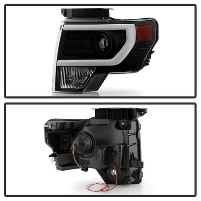 SPYDER xTune Ford F150 Projector Headlights - Light Bar DRL - Black PRO-JH-FF15009-LBDRL-BK 9037252