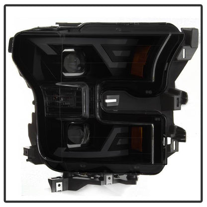 SPYDER xTune 15-17 Ford F-150 DRL LED Light Bar Projector Headlights - Black Smoke (PRO-JH-FF15015-LB-BSM) 9042942
