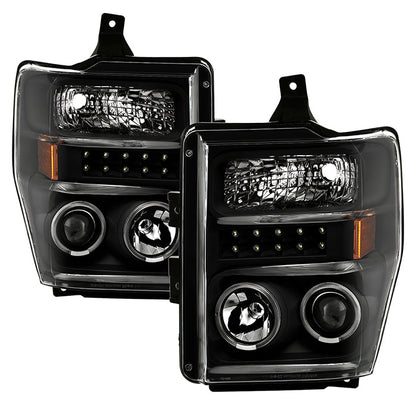 SPYDER Xtune Ford F250/350/450 Super Duty 08-10 Projector Headlights LED Halo Black PRO-JH-FS08-LED-BK 5076267