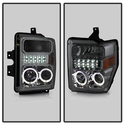 SPYDER Xtune Ford F250/350/450 Super Duty 08-10 Projector Headlights LED Halo Smoke PRO-JH-FS08-LED-SM 5076281