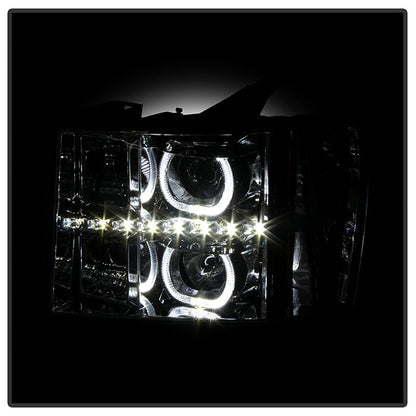SPYDER Xtune GMC Sierra 1500/2500/3500 07-13 Projector Headlights LED Halo- Chrome PRO-JH-GSIE07-CFB-C 9032288