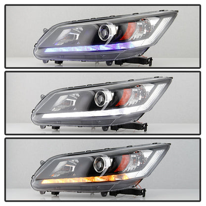 SPYDER xTune 13-15 Honda Accord LED Blue Start / Sequential Signal DRL Proj - Blk - PRO-JH-HA14-4D-SLED-BK 9944468