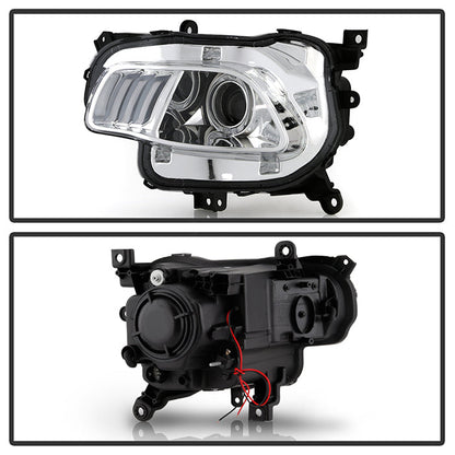 SPYDER xTune 14-17 Jeep Cherokee Halogen Model Only LED Light Bar Proj Headlights - Chro - PRO-JH-JC14-LB-C 9047190