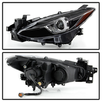 SPYDER xTune 14-17 Mazda 3 Sedan Halogen Model Only LED Light Bar Proj Headlights - Blk - PRO-JH-M314-LB-BK 9047206