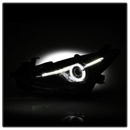 SPYDER xTune 14-17 Mazda 3 Sedan Halogen Model Only LED Light Bar Proj Headlights - Blk - PRO-JH-M314-LB-BK 9047206